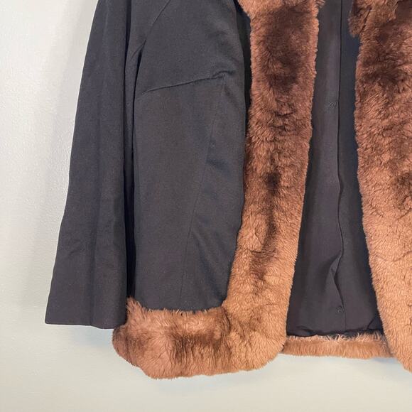 Vintage Int'l Ladies Garment Workers Union Black Fur Lined Open Jacket Size M/L - Picture 2 of 10